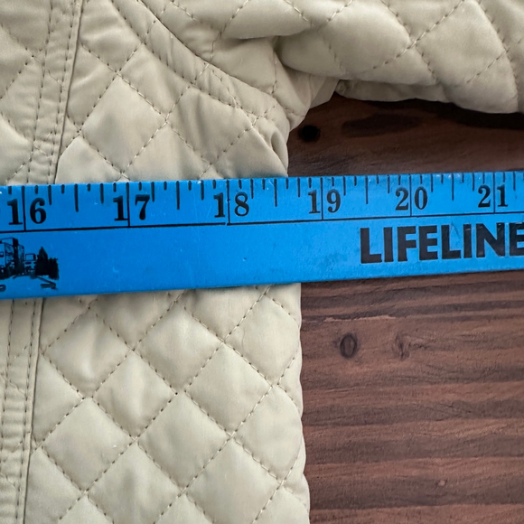 Women’s Kate Hill Light Green Quilted Jacket Small Turn Button Striped Lining - Picture 6 of 7